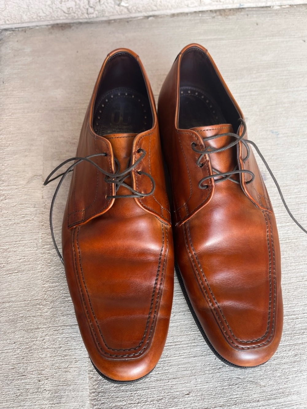 Allen Edmonds Men's Cognac Brown Leather Derby Oxfords 10